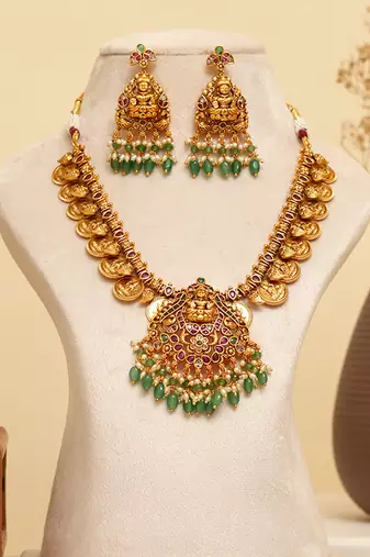 Gold plated temple necklace set