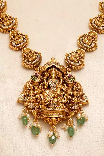 Gold plated temple necklace set