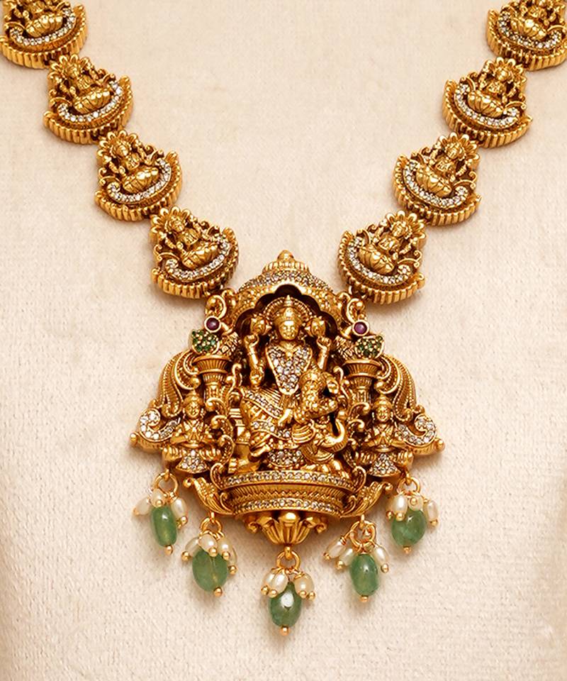 Gold plated temple necklace set