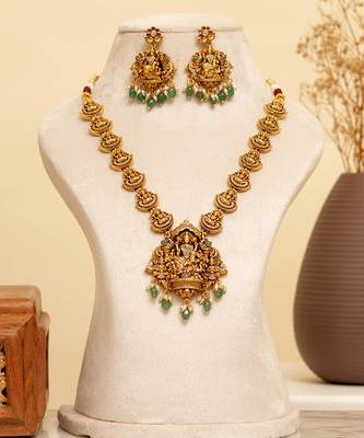 Gold plated temple necklace set 1