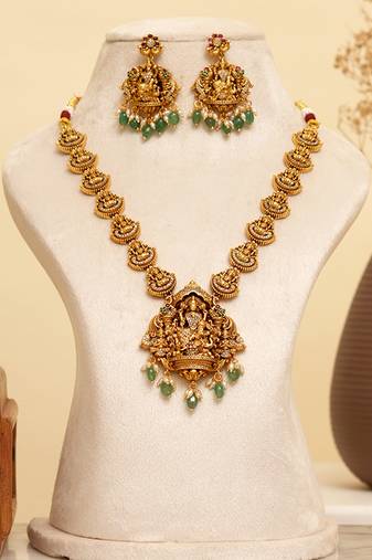 Gold plated temple necklace set