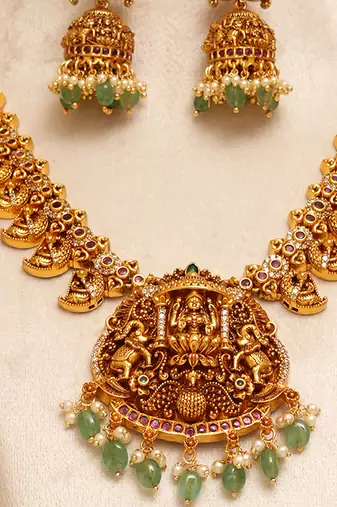 Gold plated temple necklace set