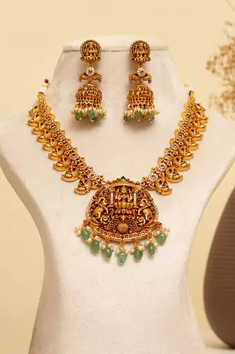 Gold plated temple necklace set