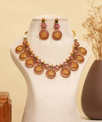 Gold plated temple necklace set 1