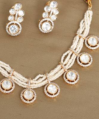 Gold plated kundan necklace set 2