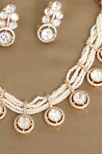 Gold plated kundan necklace set
