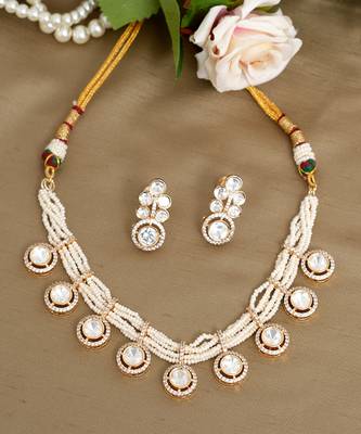 Gold plated kundan necklace set 1