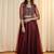 MAROON EMBROIDERED TOP WITH SKIRT AND SHRUG