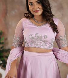 LILAC HANDEMBROIDERED BLOUSE WITH LEHENGA AND DUPATTA