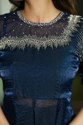 NAVY BLUE FRONT SLIT ANARKALI WITH SKIRT AND DUPATTA 3