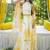 YELLOW FLORAL ORGANZA SKIRT WITH WHITE TOP AND FLORAL DUPATTA