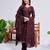 Women's coffee rayon embroidered designer kurta set with dupatta