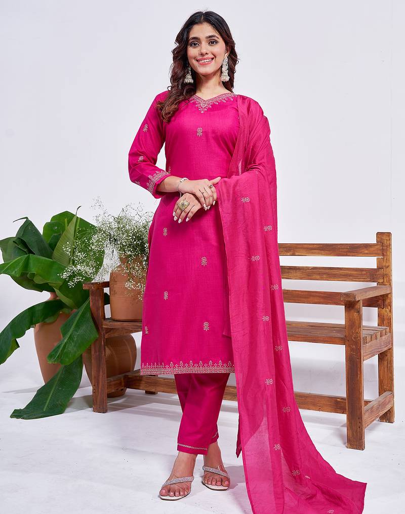 lavender embroidered rayon kurta set