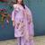 Women's lavender cotton blend printed designer kurta set with dupatta
