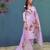 Women's lavender cotton blend printed designer kurta set with dupatta