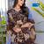 Women's coffee cotton blend printed designer kurta set with dupatta