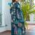 Women's teal cotton blend printed designer kurta set with dupatta