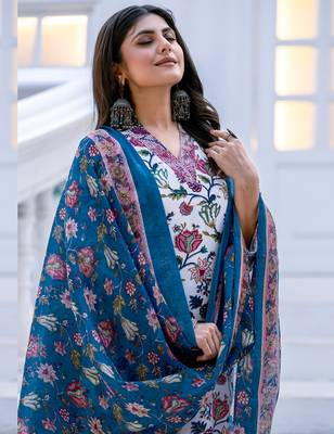 white rayon printed kurta set with pant 3