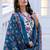 Women's white rayon printed designer kurta set with dupatta