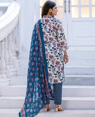 white rayon printed kurta set with pant 4