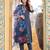 Women's dark grey silk handwork designer kurta set with dupatta