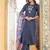 Women's dark grey silk handwork designer kurta set with dupatta