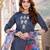 Women's dark grey silk handwork designer kurta set with dupatta