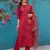 maroon silk handwork designer kurta set