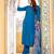 Women's blue silk handwork designer kurta set with dupatta