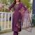 Women's wine silk handwork designer kurta set with dupatta