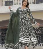 Dusty green paisley anarkali suits