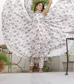 Blue phulkari anarkali set