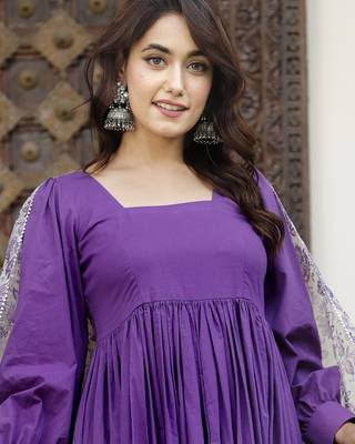 Pretty purpal cotton anarkali set 3