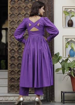 Pretty purpal cotton anarkali set 4