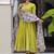 Lemon green cotton anarkali set