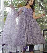 Purple flower anarkali suits