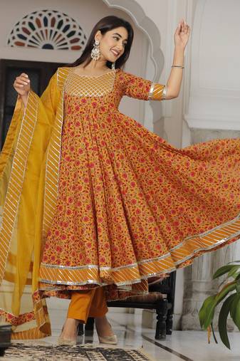 Gotta jaal blooming flower anarkali suits