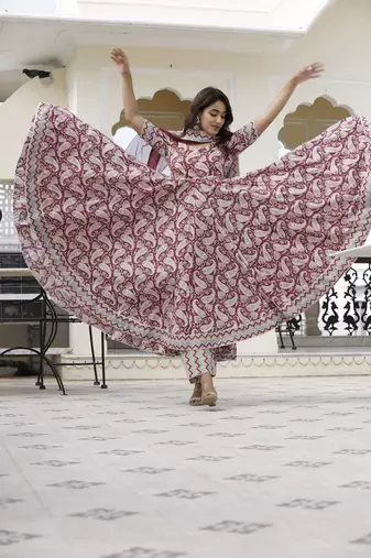 Paisley printed anarkali set