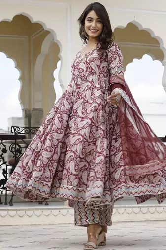 Paisley printed anarkali set