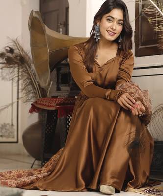Brown silk anarkali set 2