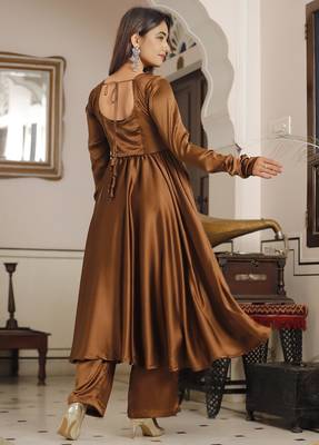 Brown silk anarkali set 3