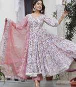 Fresh pink lotus anarkali set