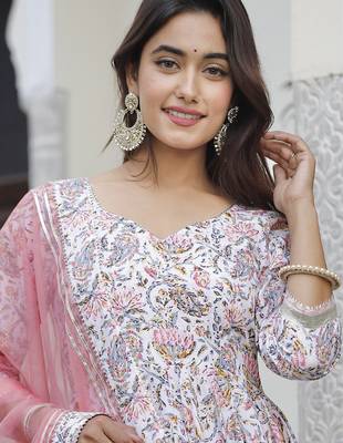 Fresh pink lotus anarkali set 2