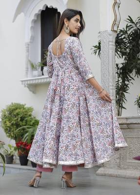 Fresh pink lotus anarkali set 3