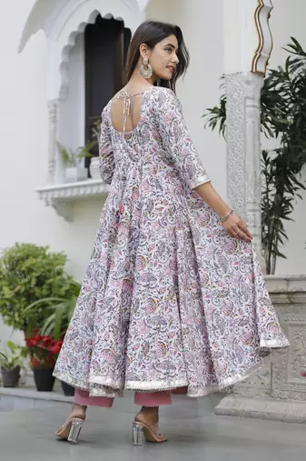 Fresh pink lotus anarkali set