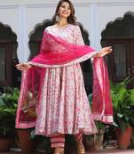 Rosy pink cotton anarkali set