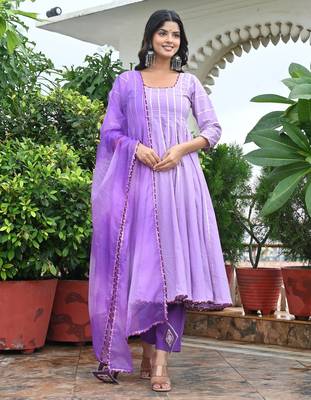 Pansy lavender with gotta kaidar anarkali 1