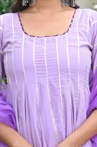 Pansy lavender with gotta kaidar anarkali