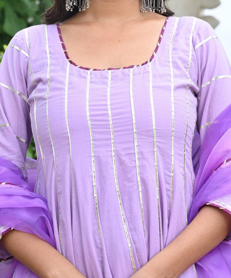 Pansy lavender with gotta kaidar anarkali