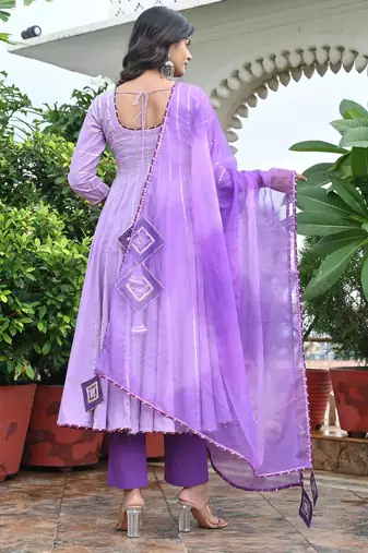 Pansy lavender with gotta kaidar anarkali